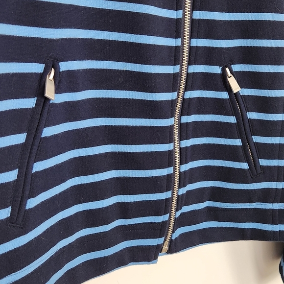 NYDJ Women's Blue Striped Jacket Ponte Zip Moto-Style XS Style # S5S0176 - Picture 4 of 9